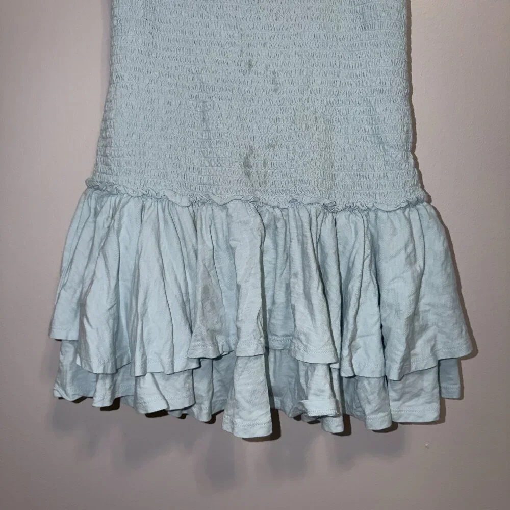 American Eagle Smocked Ruffle Mini Dress Size Small Blue - Picture 4 of 7